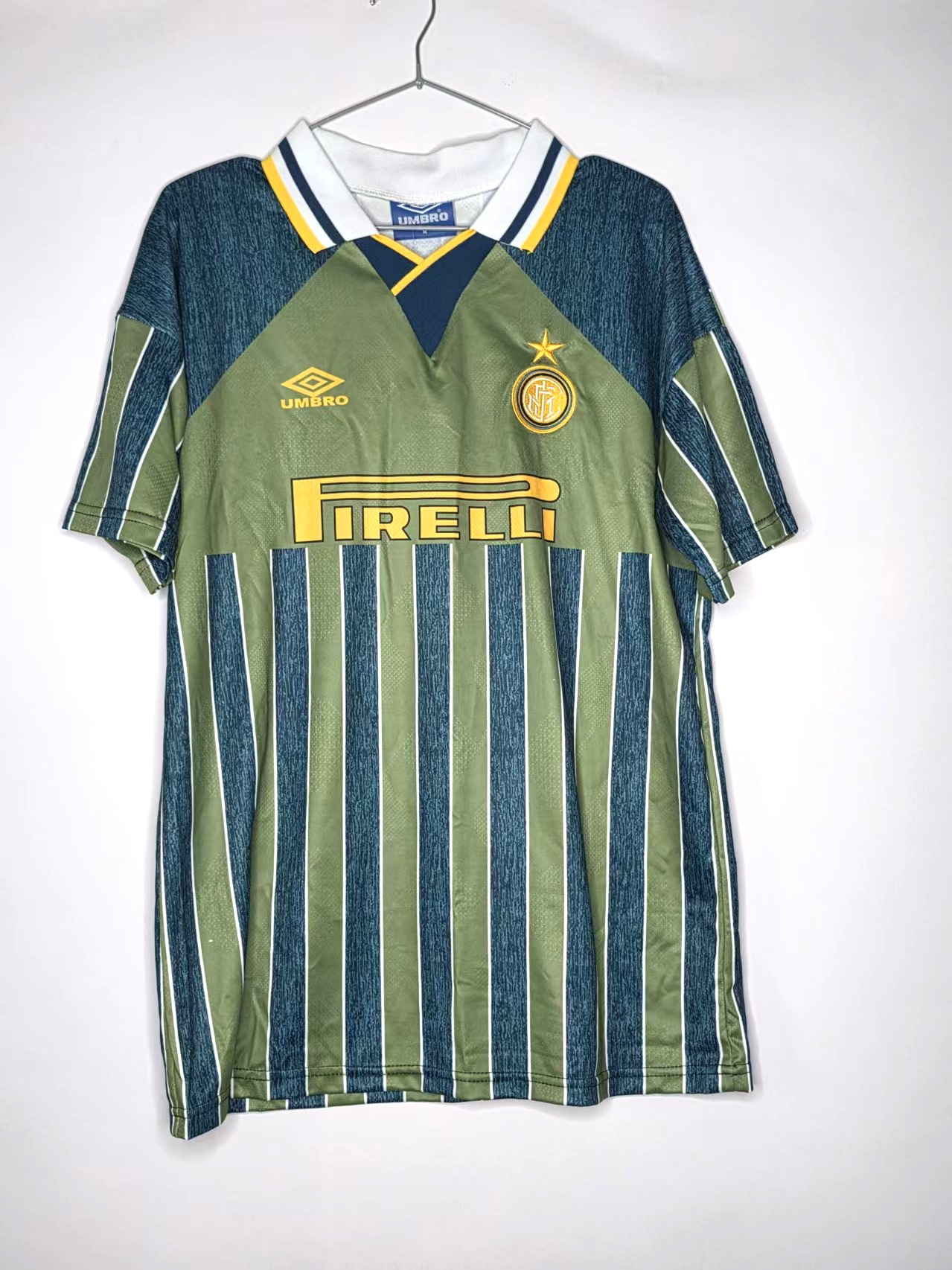 Inter Milan 1990s Green-Blue Stripe Retro Jersey front view