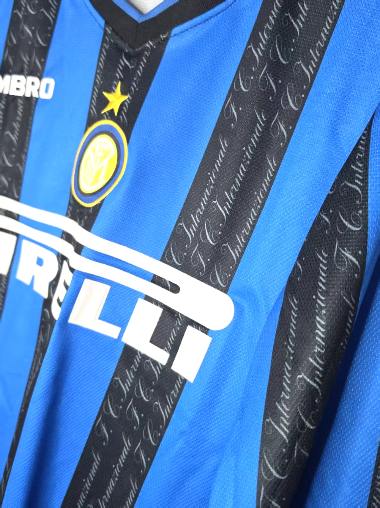 Inter Milan Blue-Black Long-Sleeve Retro Jersey