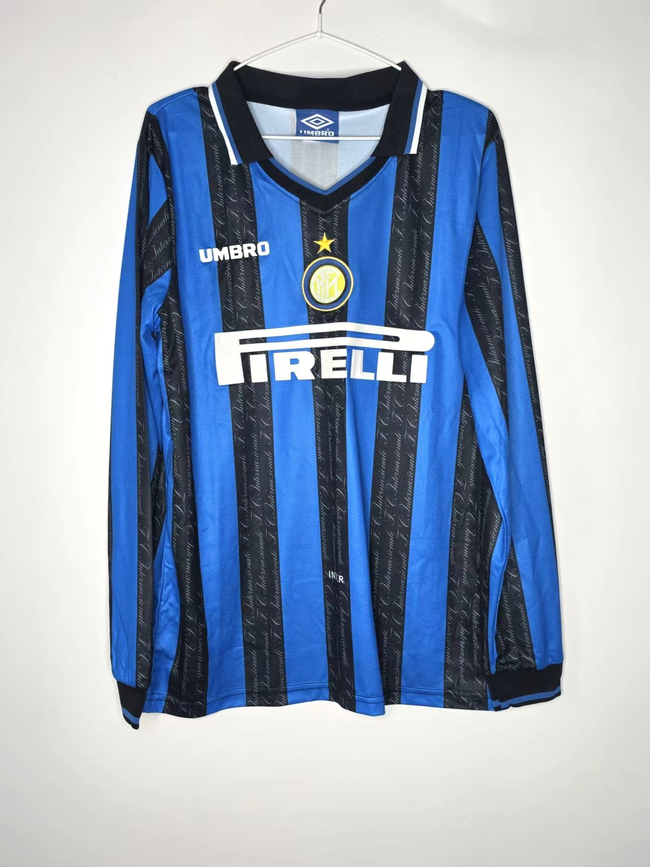 Inter Milan Blue-Black Long-Sleeve Retro Jersey