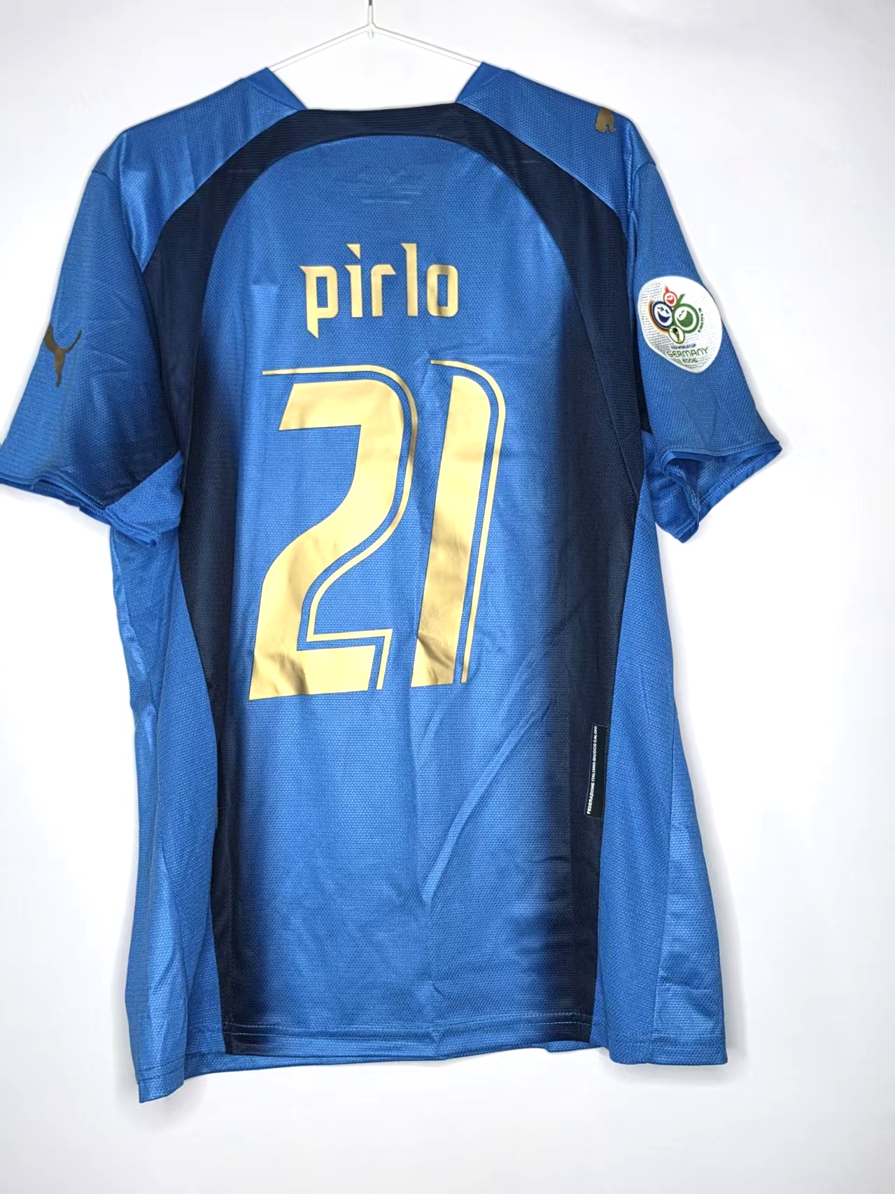 Italy 2006-Inspired Pirlo #21 Retro Jersey back view