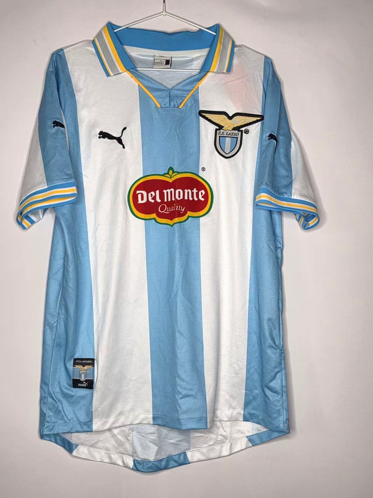Lazio 2000/01-Inspired Sky Blue Stripe Retro Jersey front view