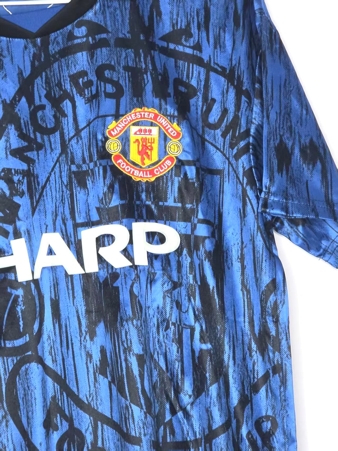Manchester United 1994/96-Inspired Blue Graphic Away Retro Jersey