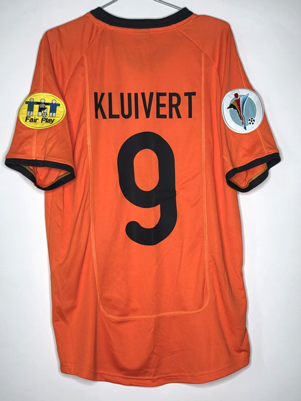 Netherlands 2000-Inspired Kluivert #9 Retro Jersey back view