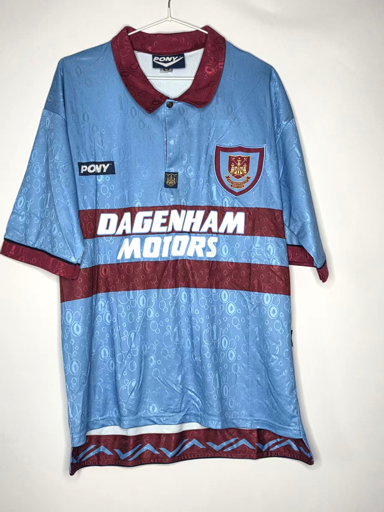West Ham 1995/96-Inspired Sky Blue Away Retro Jersey front view
